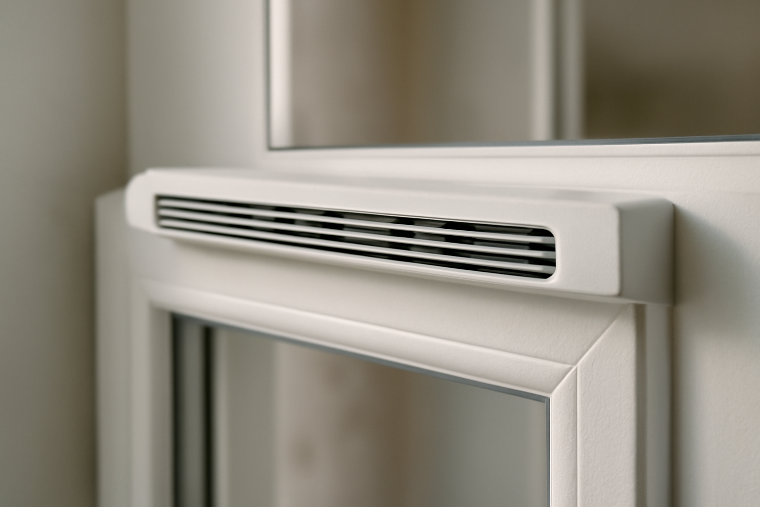 Aérateur de fenêtre compact avec grille filtrante — renouvellement d'air efficace, anti-condensation et réduction d'humidité