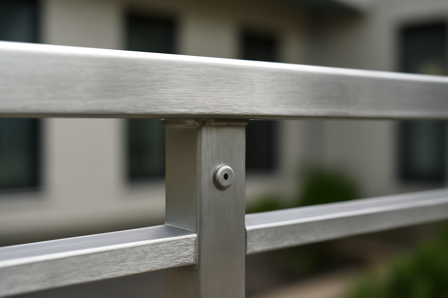 Détail de fixation d'un garde-corps aluminium pour terrasse : finition anodisée, main courante et solidité