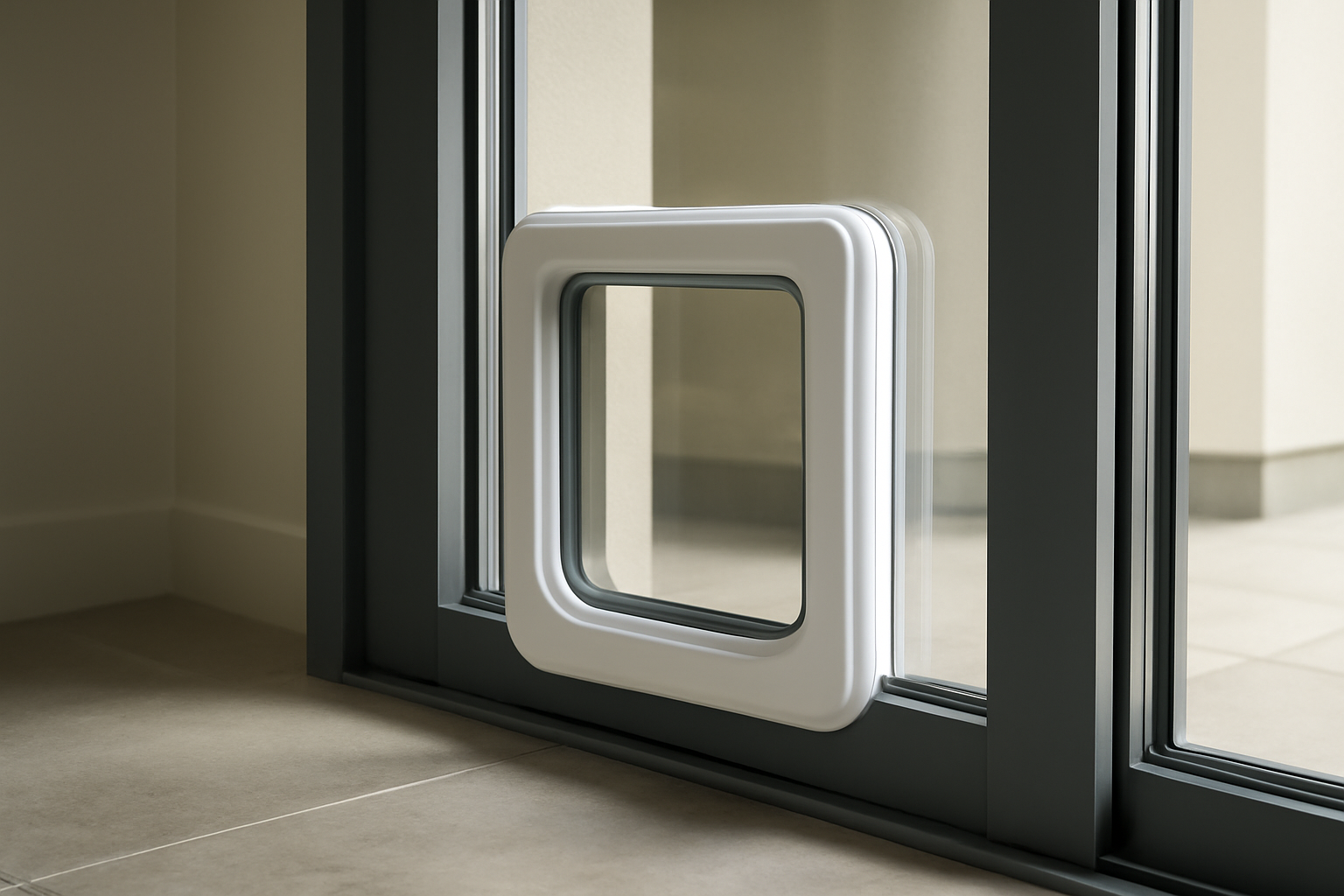 Chatière pour baie vitrée sur porte-fenêtre : installation simple, isolation renforcée et sécurité pour laisser entrer votre chat sans courant d'air