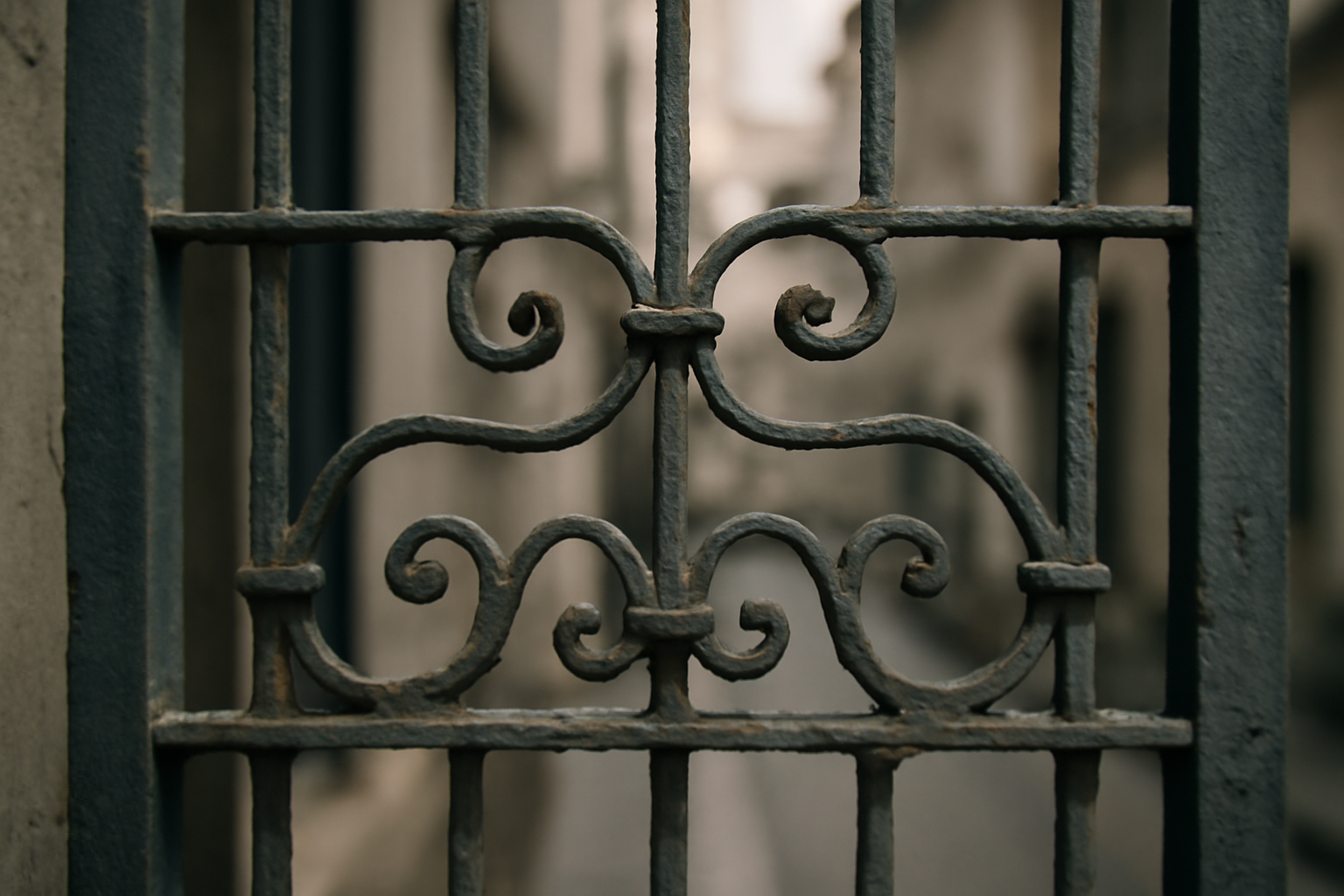 Grille pour fenêtre décorative et sécurisante en fer forgé