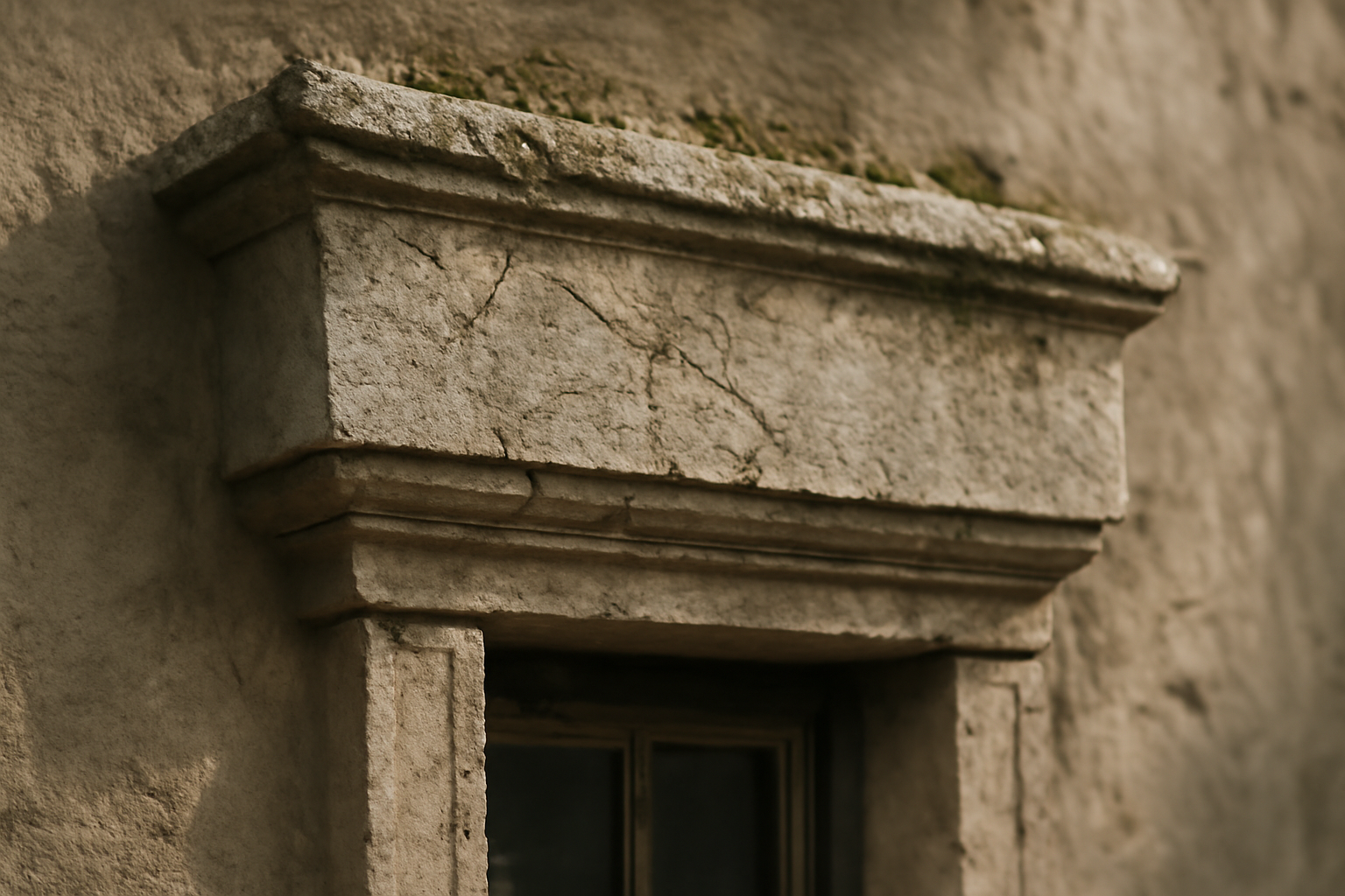 Linteau de fenêtre en béton armé intégré à la maçonnerie porteuse