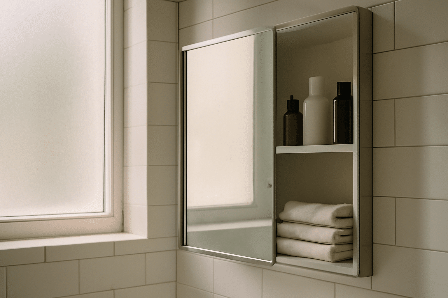 Armoire de toilette miroir anti-buée à portes avec étagères réglables et finition blanche : rangement pratique pour salle de bain